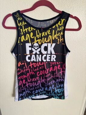 Betty Designs F*ck Cancer Sleeveless Cycling Jersey Women’s XL Rainbow